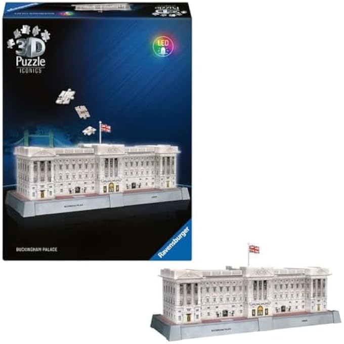 ICONICS BUCKINGHAM PALACE LIGHT UP 216 PIECE 3D PUZZLE WITH LED LIGHTING FOR KIDS AND ADULTS EASYCLICK TECHNOLOGY NO GLUE REQUIRED INTERACTIVE BUILD DISPLAY MODEL - Image 3
